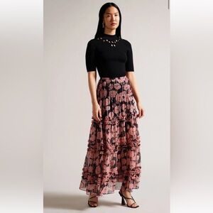NWT Ted Baker London Allesaa Floral Tiered Maxi Skirt